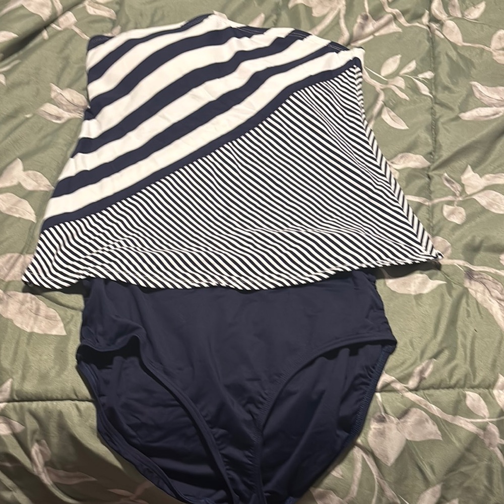 Navy and White Striped Women’s Swim Set